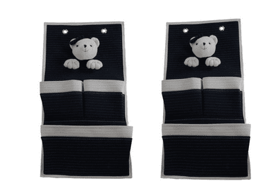 Anne Home - Set of 2 Bear-Themed 3-Pocket Wall Hanger Toy Storages