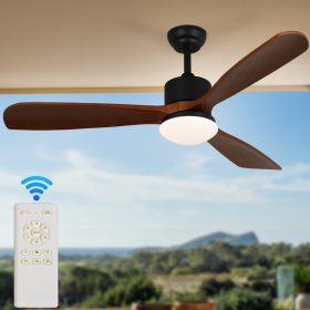 52" Wood Color Straight Blade Ceiling Fan Light