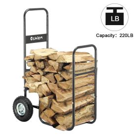 Firewood Cart 220LBS with Large Wheels, Wood Mover Outdoor Indoor Storage Holder Rack, Heavy Duty RT