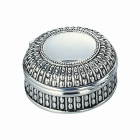 Beaded Antique Round Box, Silver Plated (size: 3")