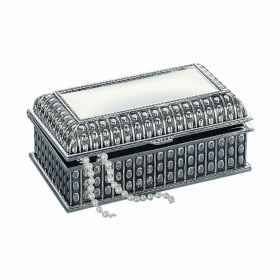 Beaded Antique Rect. Box, Silver Plated (size: 3"x7")