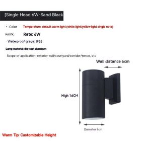 Waterproof Up And Down Spotlight (Option: Golden Light-Black Single Head 18W)