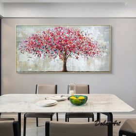 Handmade Oil Painting On Canvas Wall Art Decoration Modern Abstract Red Tree Picture For Home Decor Rolled Frameless Unstretched Painting (style: 1, size: 50x100cm)