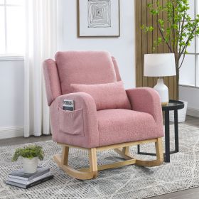 [Video] Welike 27.5 "W Modern Accent High Back Living Room Casual Armchair Rocker with One Lumbar Pillow, Two Side Pockets,Teddy. (Color: as Pic)