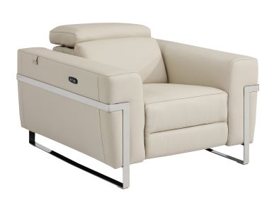 Global United Top Grain Italian Leather Chair with Power Recliner (Color: as Pic)