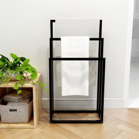 Metal Freestanding Towel Rack 3 Tiers Hand Towel Holder Organizer for Bathroom Accessories, Black (Color: as Pic)