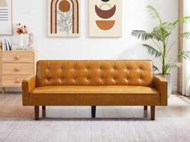 PU Leather Sofa Furniture Adjustable backrest Easily Assembles Loveseat (Color: Brown)