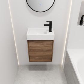 Bathroom Vanity With Single Sink; 18 Inch For Small Bathroom (Color: Brown Ebony)