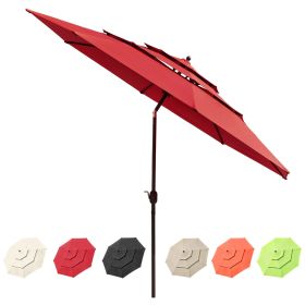 11Ft 3-Tiers Patio Umbrella Red (Warehouse: LA01)