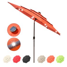 10Ft 3-Tiers 32LEDS Patio Umbrella Fruit Orange (Warehouse: LA01)