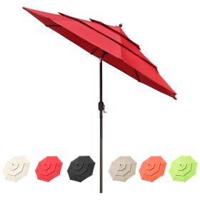 10Ft 3-Tiers Patio Umbrella Red (Warehouse: LA01)