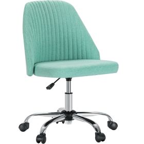 Sweetcrispy Armless Home Office Desk Chair with Wheels Adjustable Swivel Task Computer Vanity Chair for Small Spaces (Color: as Pic)
